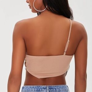 Tan one shoulder crop top